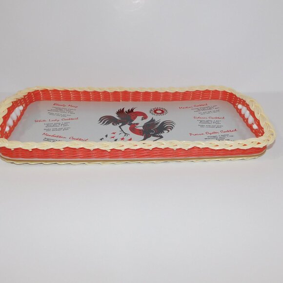 VTG Retro 60's Vinyl Roster Bird Kitschy Cocktail serving Recipe tray 16" x 20" - Picture 5 of 10